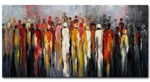 303x167 Modern Decorative Abstract Modern Art - Crowd Painting