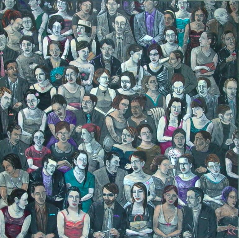 770x765 Saatchi Art Crowd Winter Colours Painting By Karen Lynn - Crowd Painting