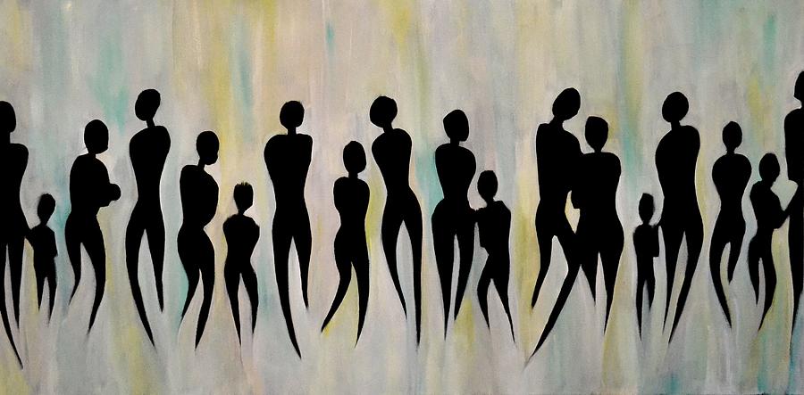 900x443 The In Crowd Painting By Holly Donohoe - Crowd Painting