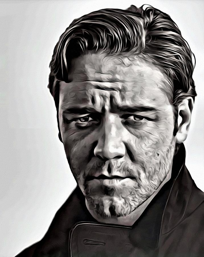 717x900 Russell Crowe Portrait Painting By Florian Rodarte - Crowe Painting