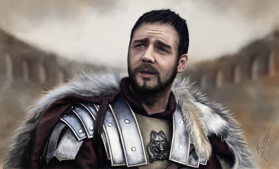 900x545 Painting Russell Crowe By Ineer - Crowe Painting