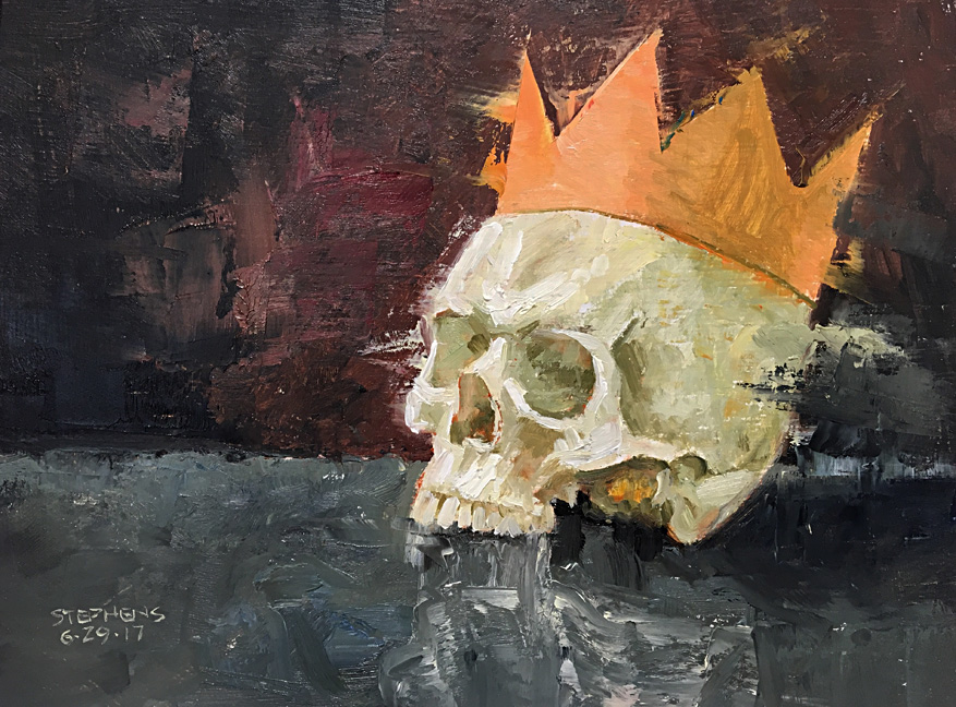 877x648 Daily Painting Skull With Paper Crown 6x8 - Crown Painting