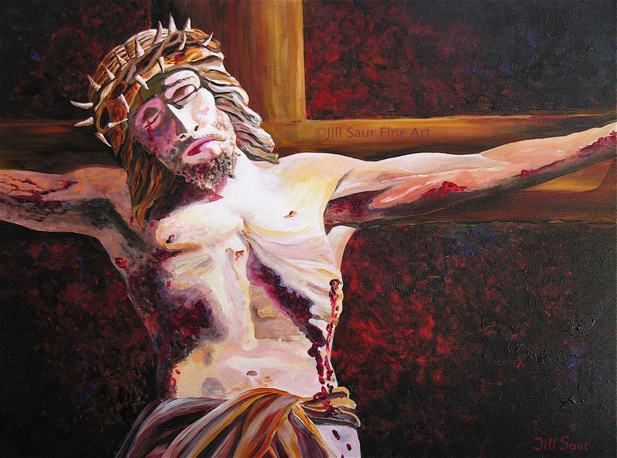 864x642 Original Paintings By Jill Saur Crucifixion Of Jesus Painting - Crucified Jesus Painting