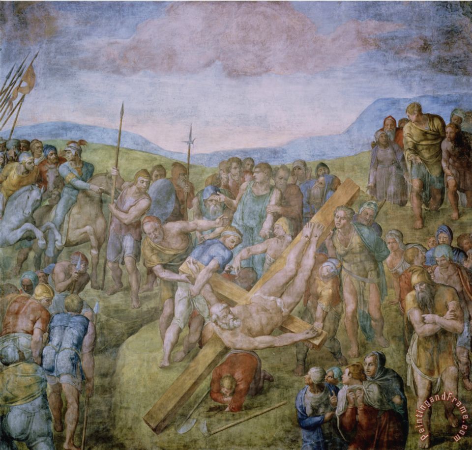 960x916 Michelangelo Buonarroti Crucifixion Of St Peter 1546 50 Fresco - Crucifixion Of St Peter Painting