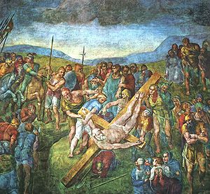 300x277 The Crucifixion Of St. Peter (Michelangelo) - Crucifixion Of St Peter Painting