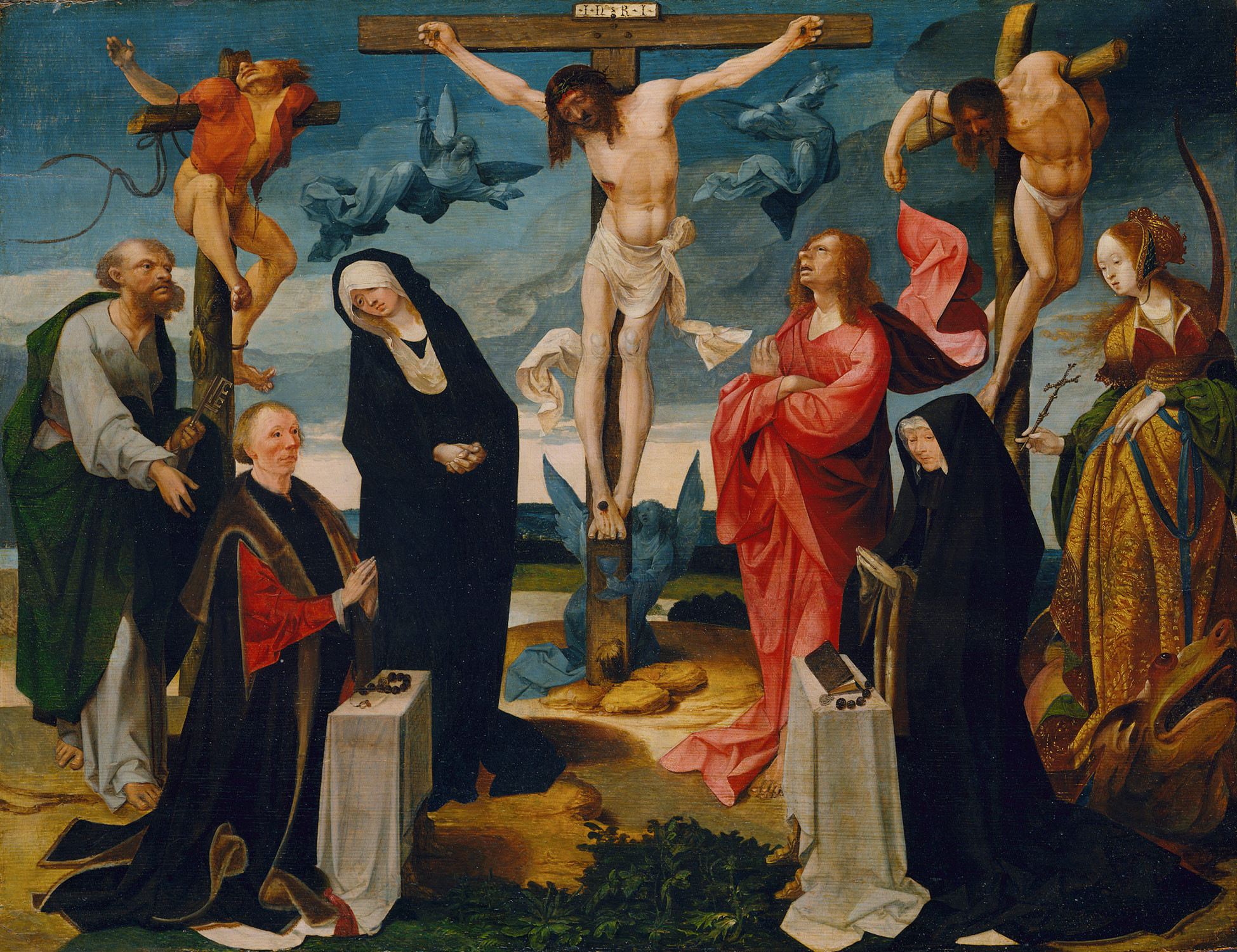 1949x1500 The Crucifixion With Donors And Saints Peter And Margaret - Crucifixion Of St Peter Painting