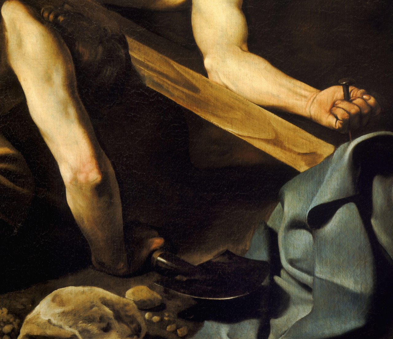 1280x1106 Caravaggio Baroque Era Painter The Hands Art In Detail - Crucifixion Of St Peter Painting