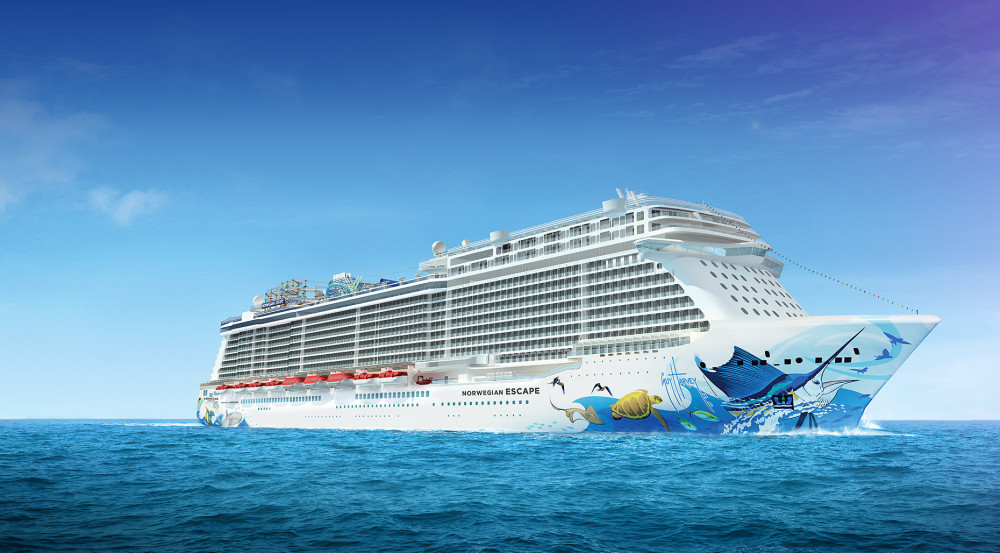 1000x553 Guy Harvey Paints The Norwegian Escape - Cruise Painting