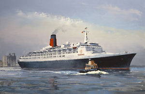 300x195 Qe2 Queen Elizabeth 2 Cunard Ocean Liner Cruise Ship Painting Art - Cruise Painting