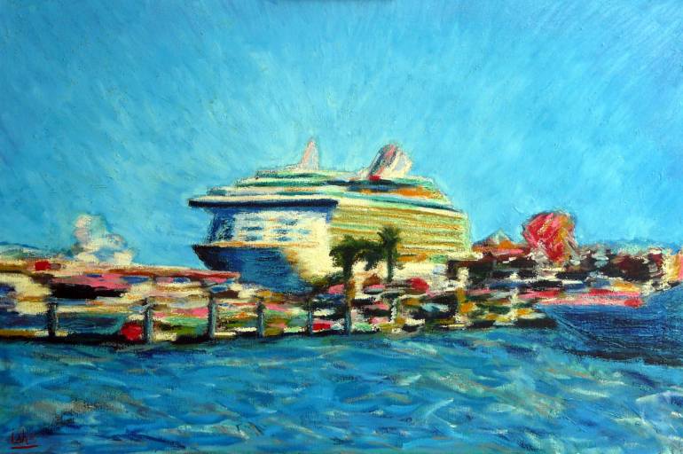 770x512 Saatchi Art Cabo Marina Cruise Ship Painting By Gerhardt Isringhaus - Cruise Painting