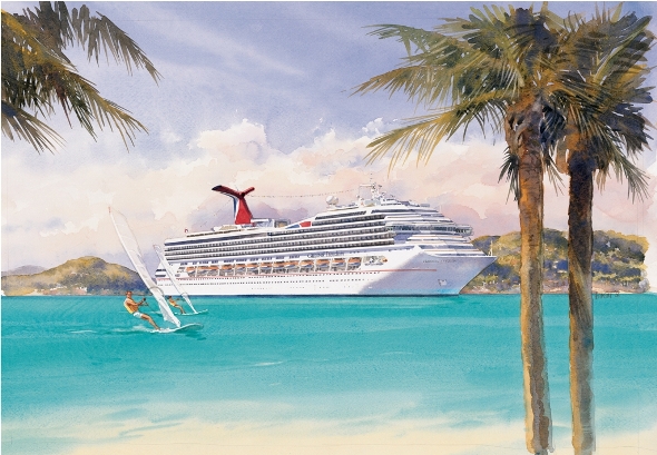 590x409 Carnival Freedom (Painting) - Cruise Painting
