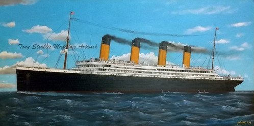 498x248 Framed 15 X 30 Acrylic Painting Rms Titanic - Cruise Ship Painting