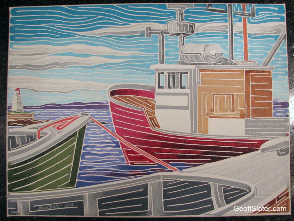 960x723 Line Paintings - Cruise Ship Painting