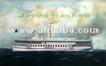 350x220 Replica Of Ship Painting By Javed Hashmi - Cruise Ship Painting
