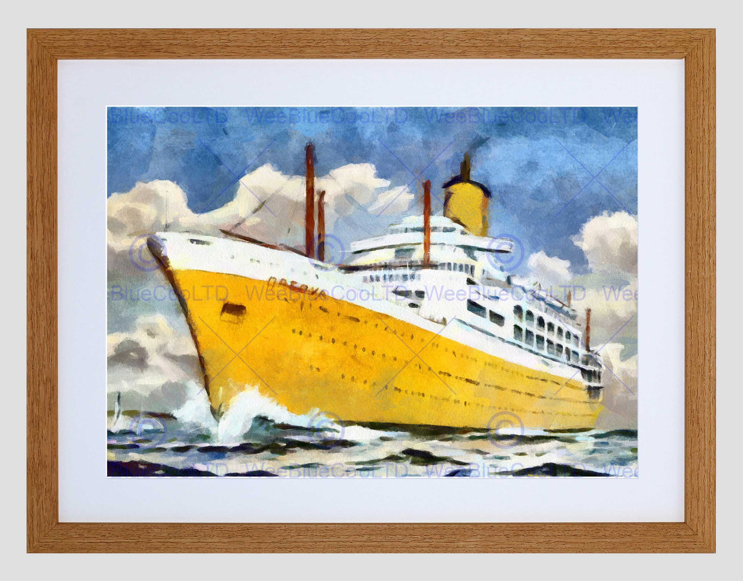 2500x1956 Ss Orsova Cruise Ship Ocean Liner Watercolour Black Framed Art - Cruise Ship Painting