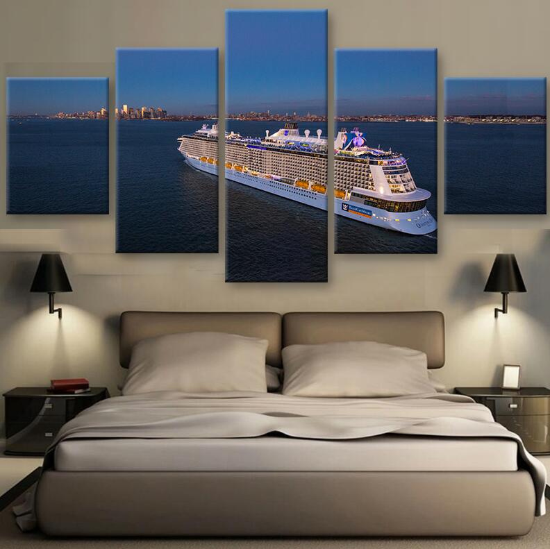 792x791 Unframed 5 Pcs Luxury Cruise Ship Landscape Canvas Painting Modern - Cruise Ship Painting