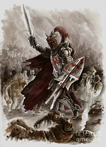 217x300 Dark Crusader Painting By Mariusz Szmerdt - Crusader Knight Painting