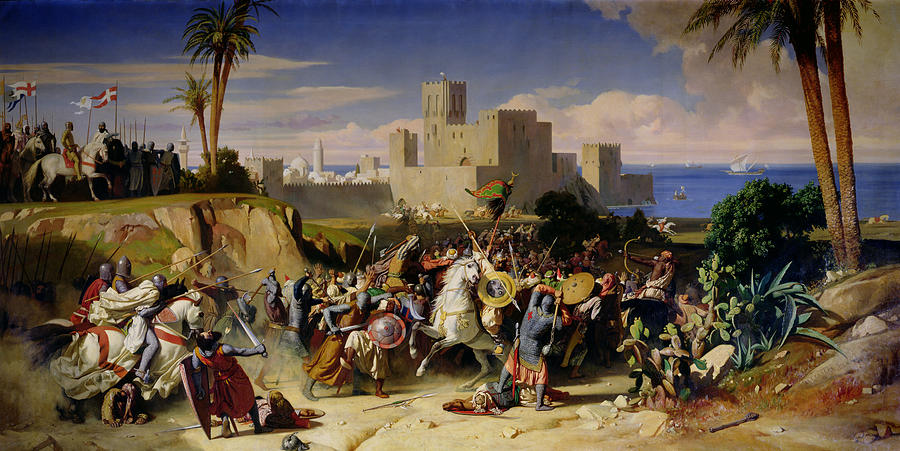 900x451 The Taking Of Beirut By The Crusaders Painting By Alexandre Jean - Crusades Painting