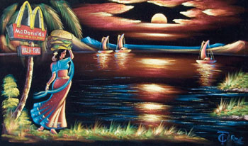 350x206 Photo Lamination House Velvet Painting - Crushed Velvet Painting