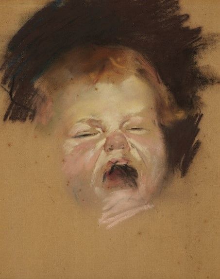 453x574 Crying Baby (Caleb Roberts) Painting Tom Roberts Oil Paintings - Crying Baby Painting