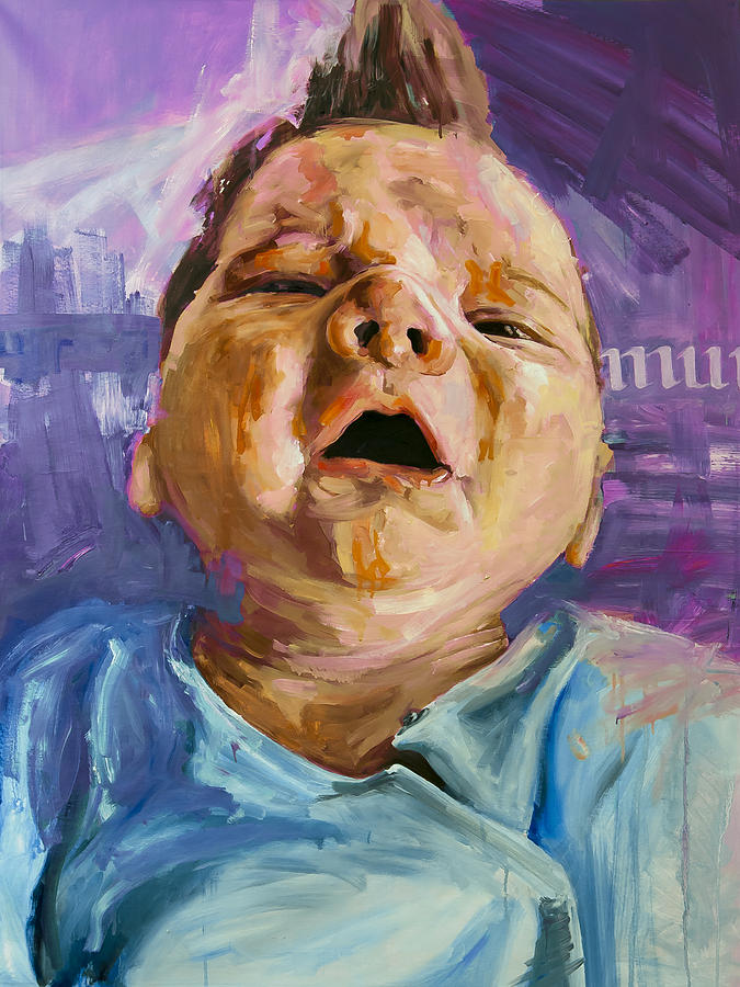 675x900 Baby Crying Painting By Michael Tsinoglou - Crying Baby Painting