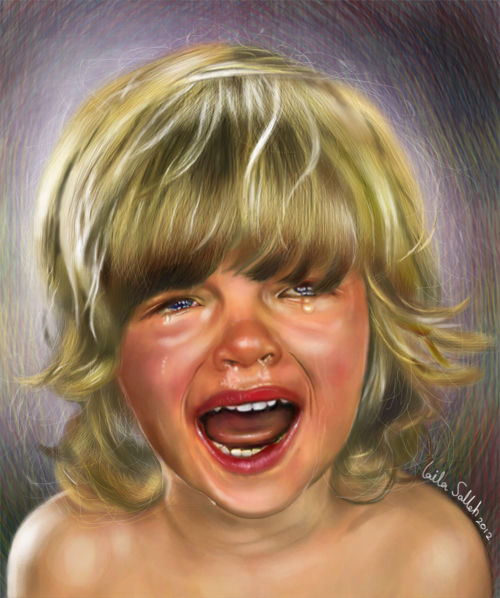 500x598 Baby Crying By Meetlaila - Crying Baby Painting
