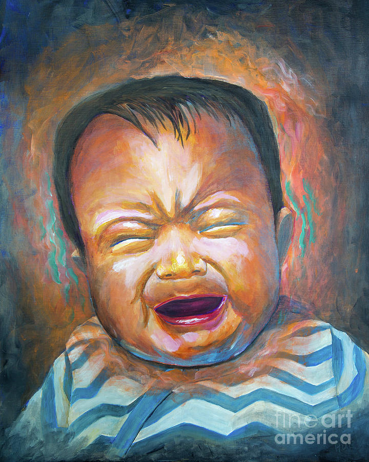 720x900 Crying Baby Painting By Hui Hui Lau - Crying Baby Painting