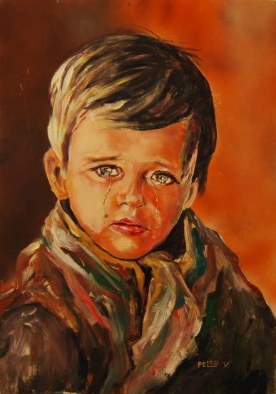 387x553 Portrait Of A Crying Boy. V. Peled - Crying Boy Painting