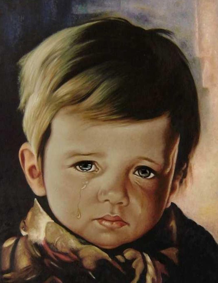 748x969 Crying Boy Painting! I Just Bought This As A Print. It Reminds Me - Crying Boy Painting