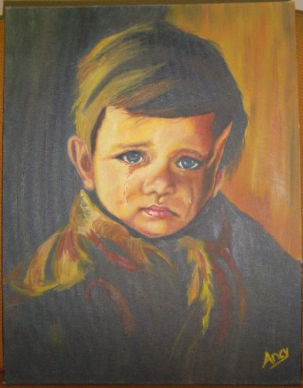 428x548 My First Portrait - Crying Boy Painting