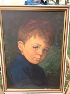 225x300 Painting Print Alfie Crying Boy Signed By G Bragolin Picture - Crying Boy Painting