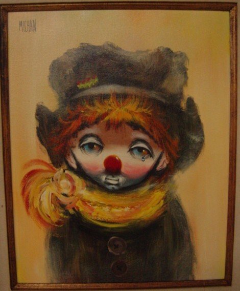 470x568 556 Crying Clown Painting Signed By Michan - Crying Clown Painting