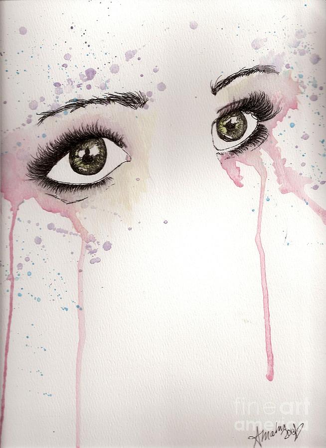 654x900 Crying Eyes Painting By Allison Mahn - Crying Eyes Painting