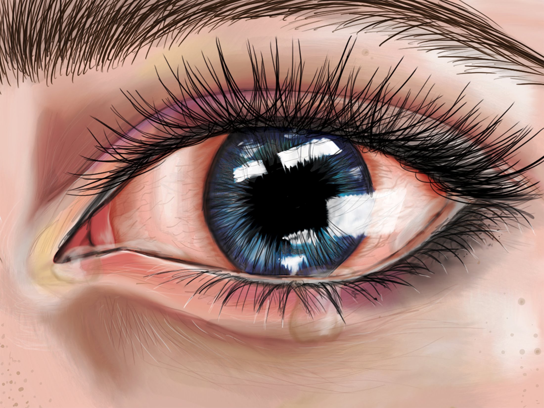 2200x1650 Crying Eyes Speed Drawing Emsart - Crying Eyes Painting