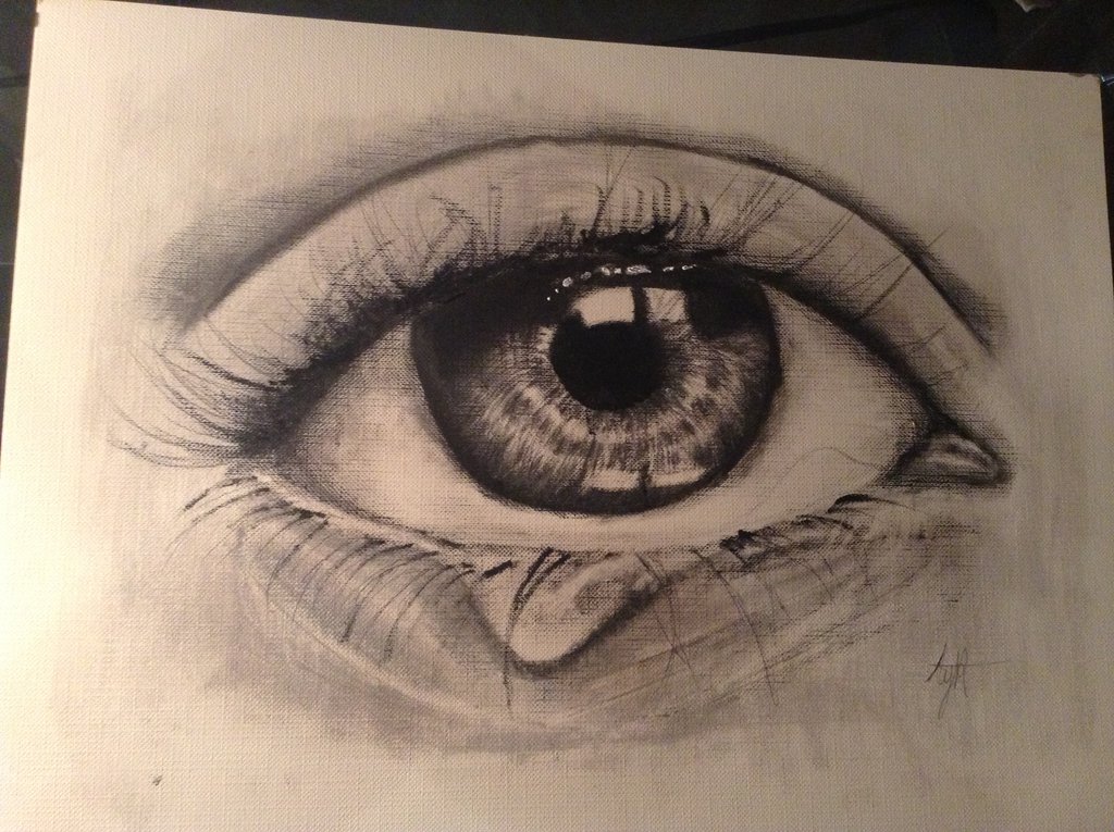1024x765 Painting Of Crying Eye By Silentlyyscreaming - Crying Eyes Painting
