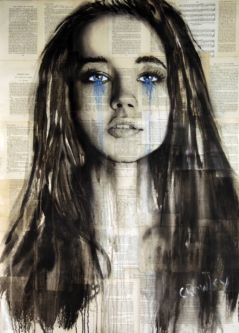 770x1073 Saatchi Art Crying Eyes (Blue Eyes) Painting By Darren Crowley - Crying Eyes Painting