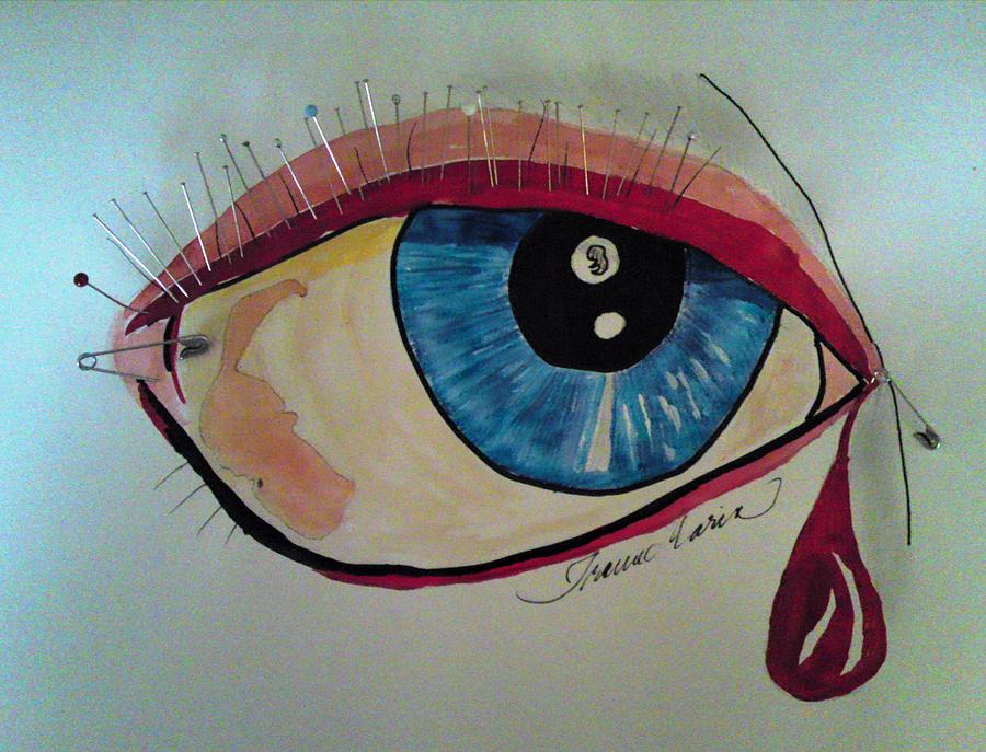 900x687 Crying Eye Painting By Irenemaria - Crying Eyes Painting