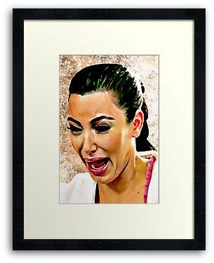 305x375 Funny Cute Kim Kardashian Ugly Crying Face Painting Image Framed - Crying Face Painting