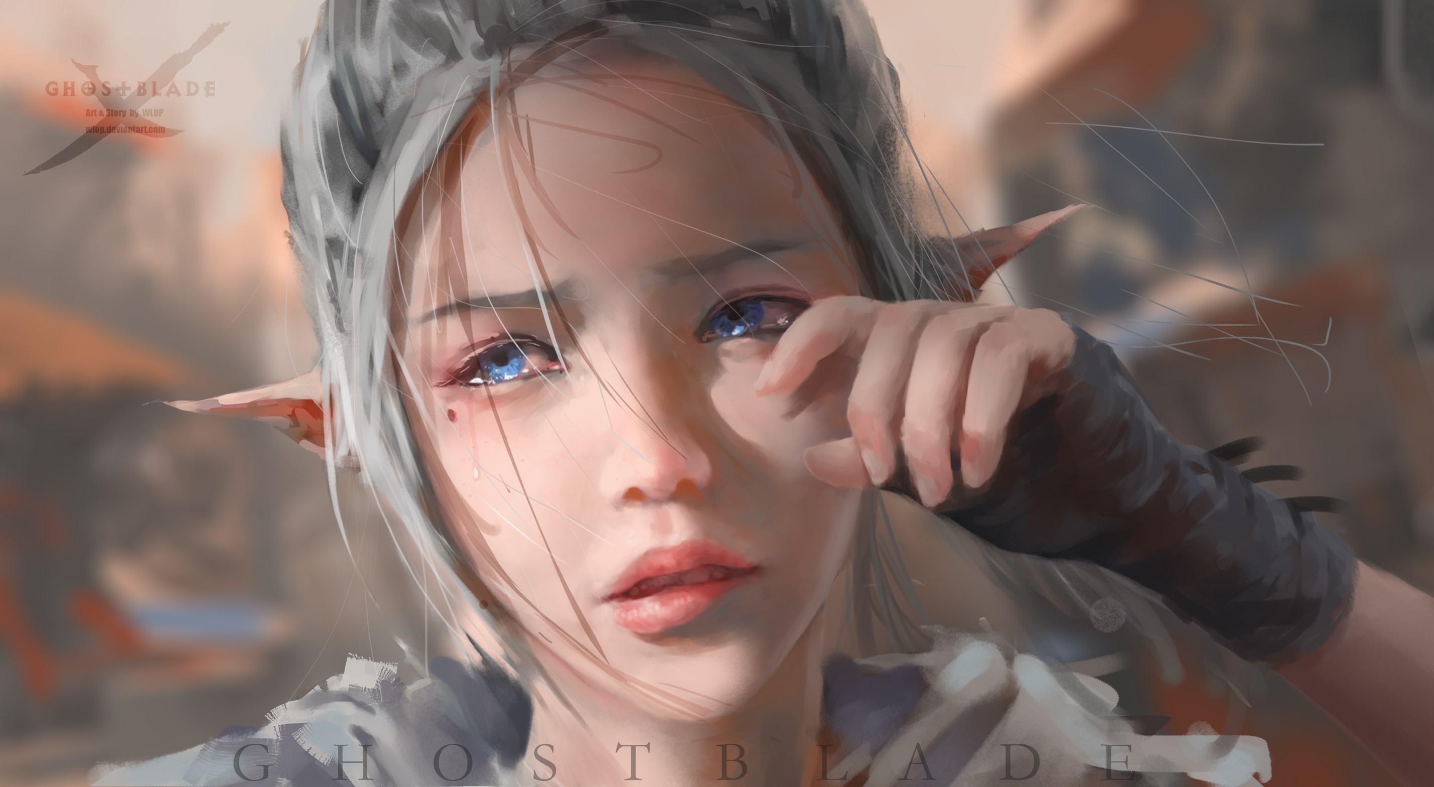 2858x1568 Wallpaper Face, Painting, Model, Portrait, Fantasy Art, Anime - Crying Face Painting