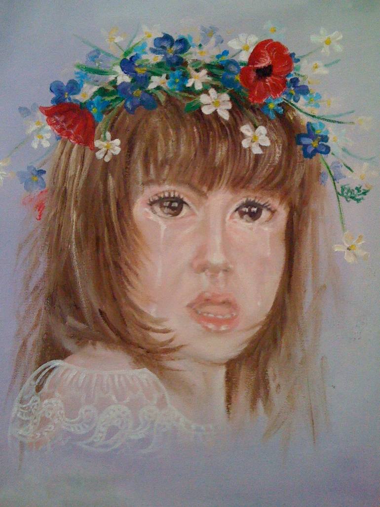 770x1027 Saatchi Art Crying Girl Painting By Marina Mos - Crying Girl Painting