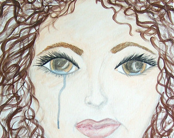 340x270 Old Woman Painting Woman Print Of Painting Green Painting - Crying Woman Painting