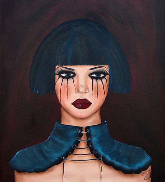 542x600 Adrina By Dottie Gleason Gothic Crying Warrior Woman Canvas Art - Crying Woman Painting