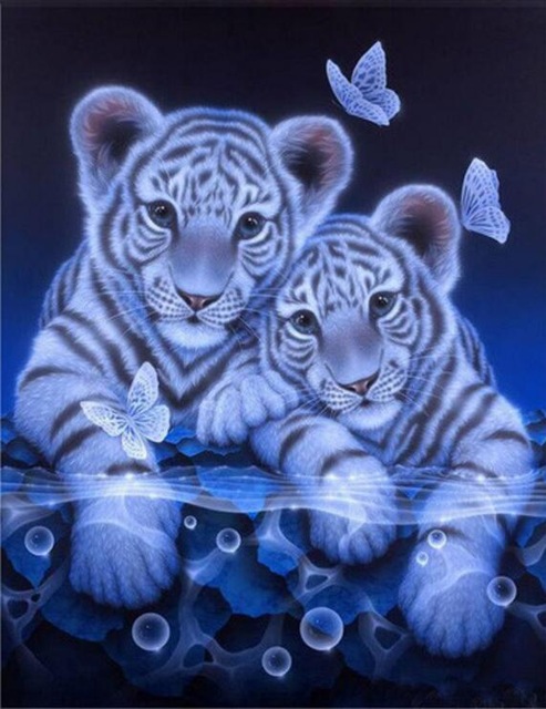 493x640 Diy Diamond Embroidery,diamond Puzzle,crystal Painting,tiger,3d - Crystal Painting