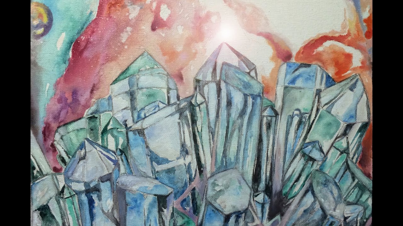 1280x720 Crystal Space Nebula In Acrylic Amp Oil ( Speed Painting ) - Crystal Painting