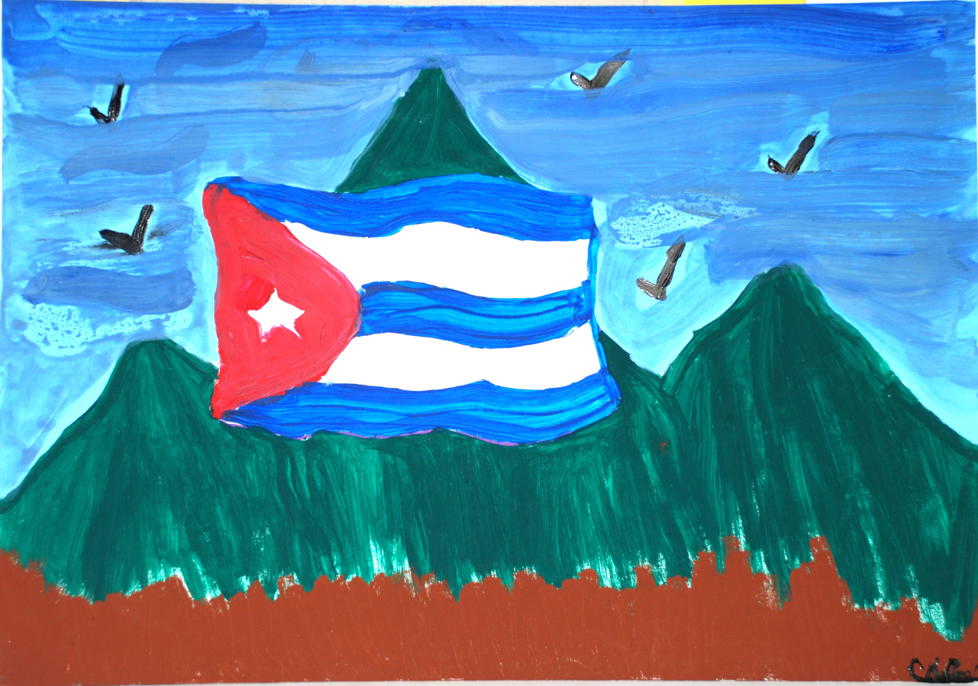 3328x2334 Cuba Painting - Cuban Flag Painting