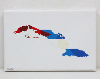 340x270 Cuba Flag Art Etsy - Cuban Flag Painting