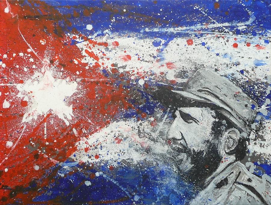 900x680 Fidel Castro Cuban Flag Painting By William Mccann - Cuban Flag Painting