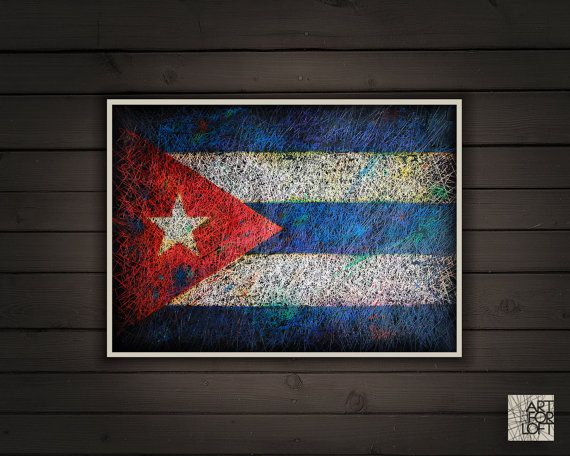 570x456 Hand Painted Flag Of Cuba Cuban Flag Distressed By Artforloft - Cuban Flag Painting