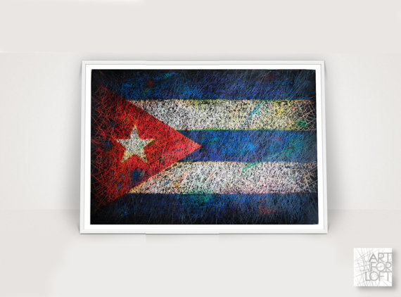 570x422 Hand Painted Flag Of Cuba Cuban Flag Distressed - Cuban Flag Painting