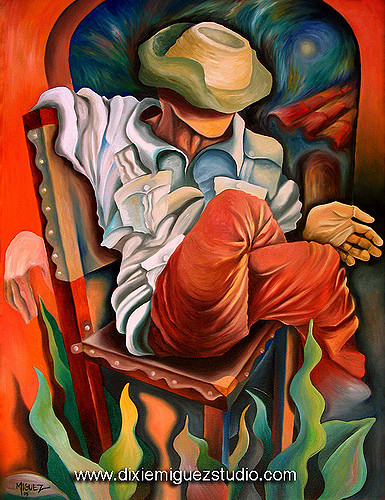 385x500 Guajiro Cuban Art Painting Miguez - Cuban Painting